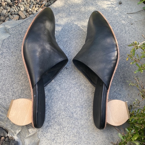 Dopp Mules Greta Wooden Asphalt Black Leather sz 8 - Picture 8 of 12